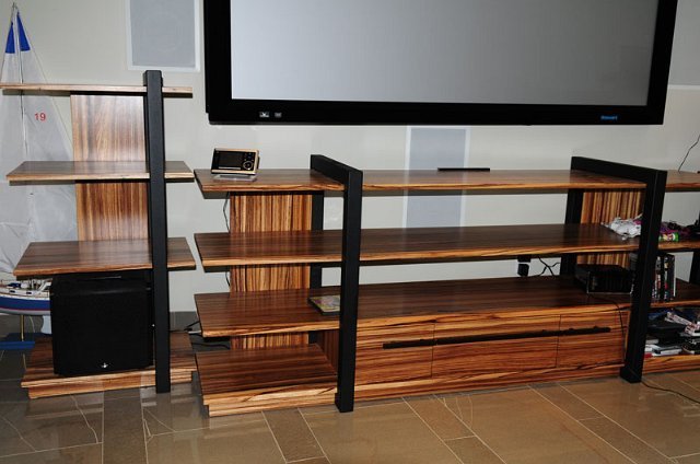 Zebrawood and Steel Entertainment Unit