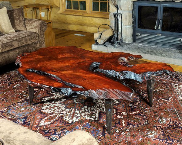 Reclaimed Redwood and Custom Steel Coffee Table