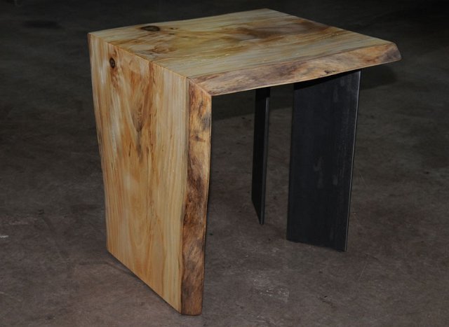 Bent Elm and Steel Side Table