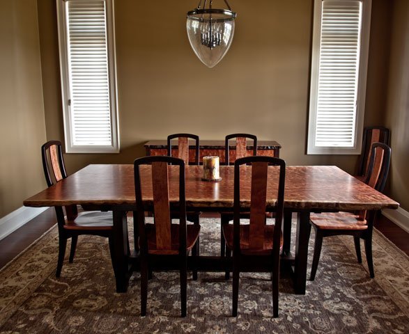 Bubinga Dining Table with Matching Chairs