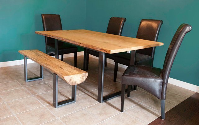 Elm Dining Table with Steel